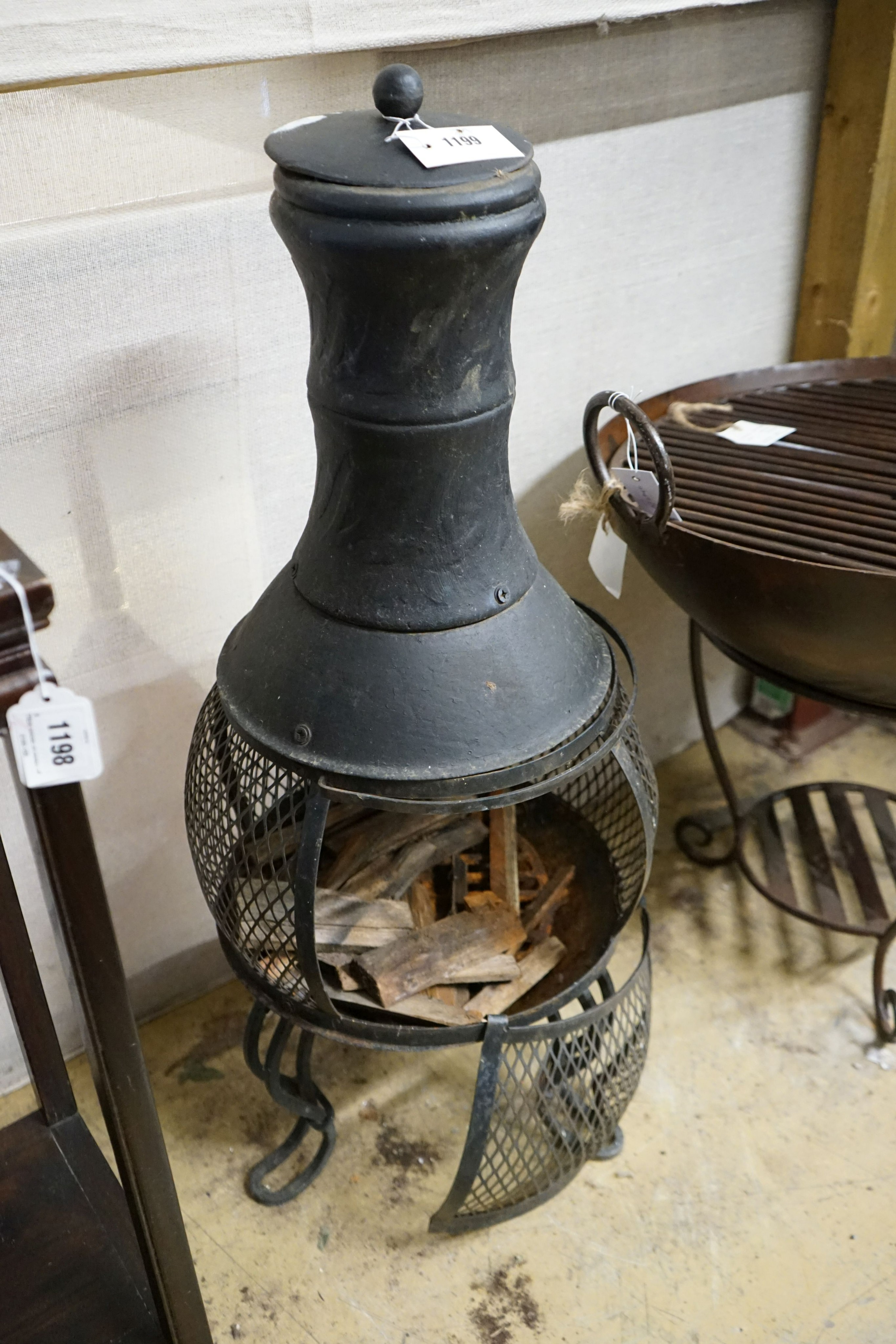 A cast iron chiminea, height 90cm